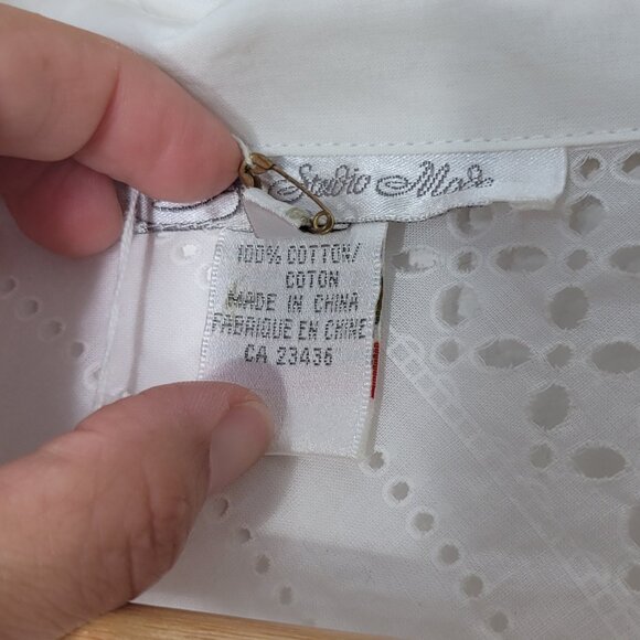 Studio Made NEW White Lace 100% Cotton Button Down Casual Shirt Size XLarge NWT - Picture 8 of 11